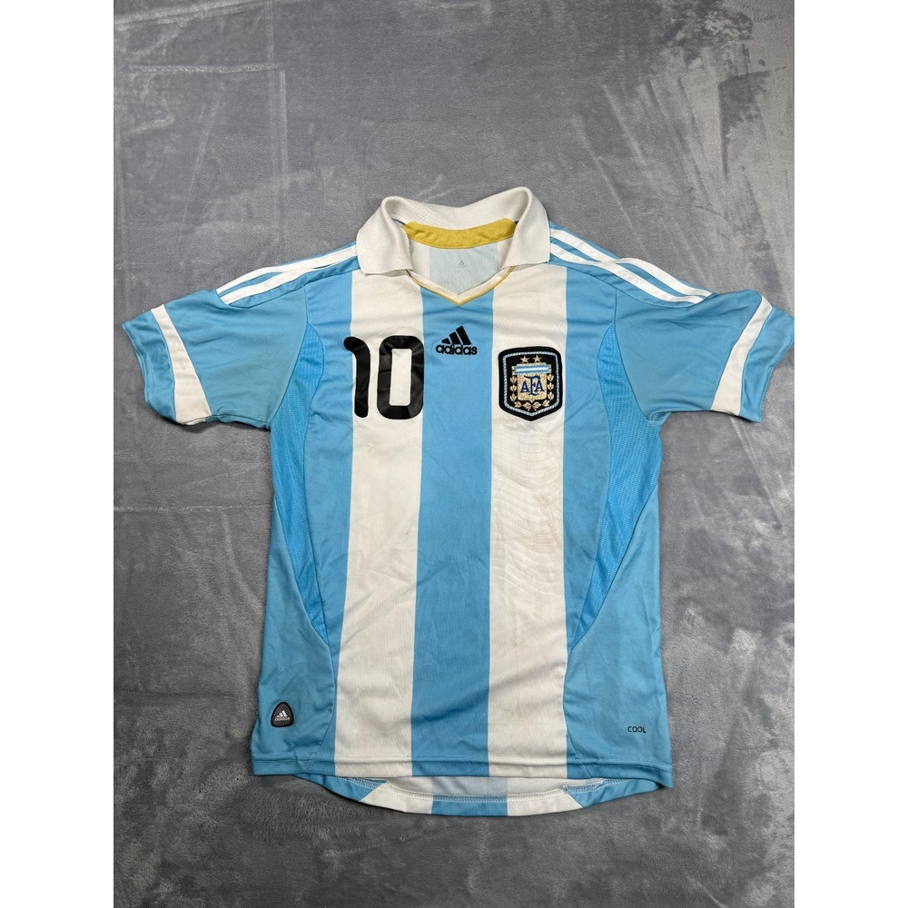 Adidas Argentina Messi #10 Soccer Jersey Mens Small Blue White AFA Football